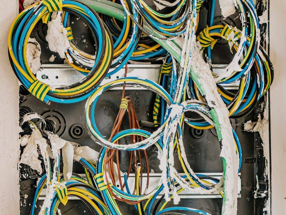 Coloured wiring inside an electrical panel